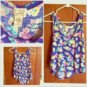 Eyelash Couture violet/blue floral tank top XS